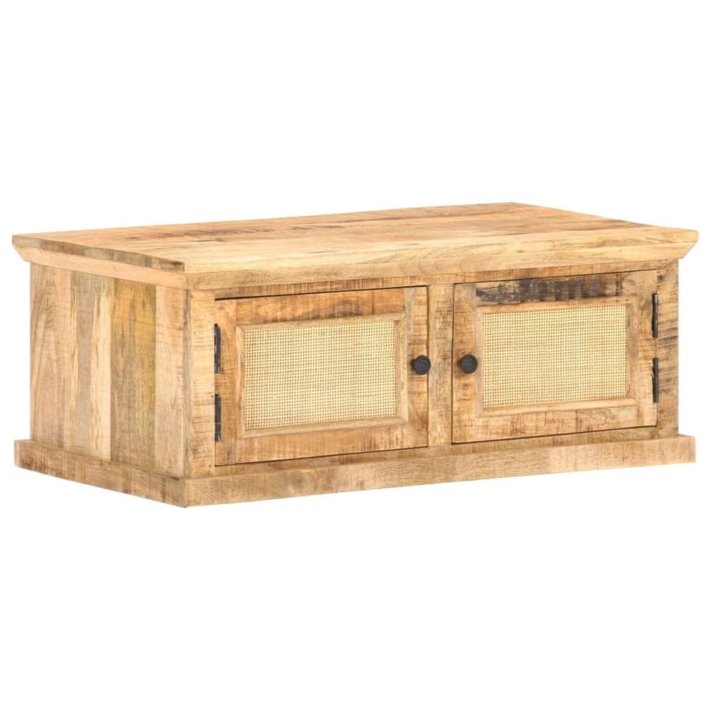 Petromila vidaXL Konferenčný stolík 90x50x35 cm mangové drevo a prírodná trstina